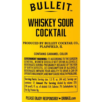 Bulleit Whiskey Sour 50 - 750ML - Back Label