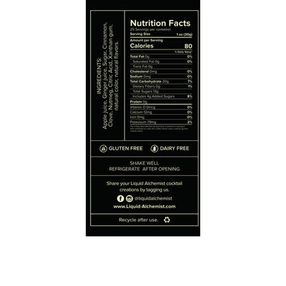 Liquid Alchemist Apple Spice Syrup - 750ML - Back Label