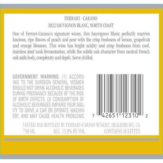 Ferrari Carano Fume Blanc North Coast 2024 - 750ML - Back