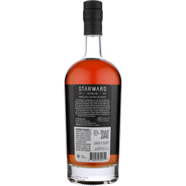 Starward Single Malt Whisky Vitalis 4 Yr 104 - 700ML - Back