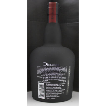 Dictador Aged Rum Solera System Ultra Premium Reserve 12 Yr 80 - 750ML - Back