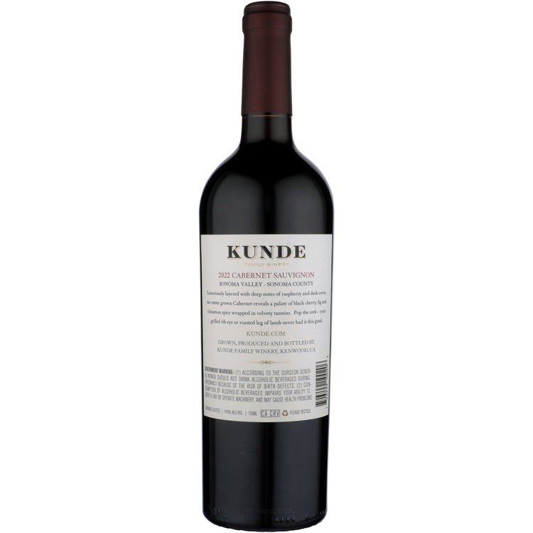 Kunde Family Estate Cabernet Sauvignon Sonoma Valley 2022 - 750ML - Back