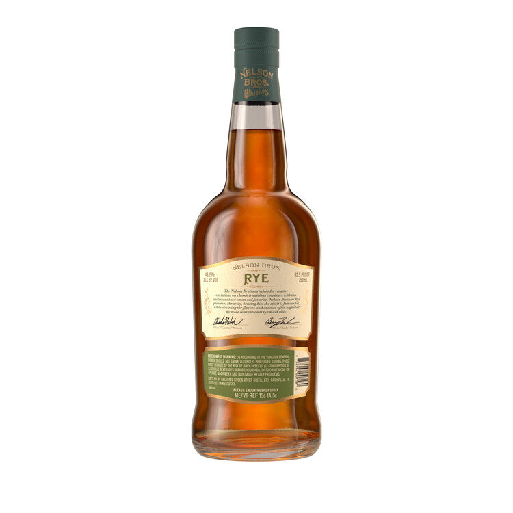 Nelson Bros Straight Rye Whiskey 92.5 - 750ML - Back