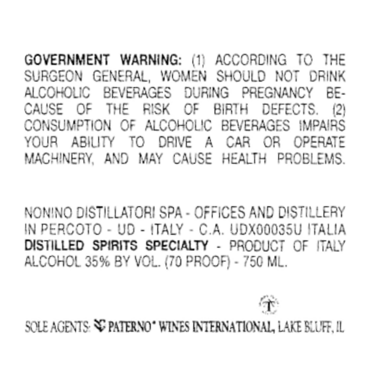 Nonino Amaro Quintessentia 70 - 750ML - Back Label