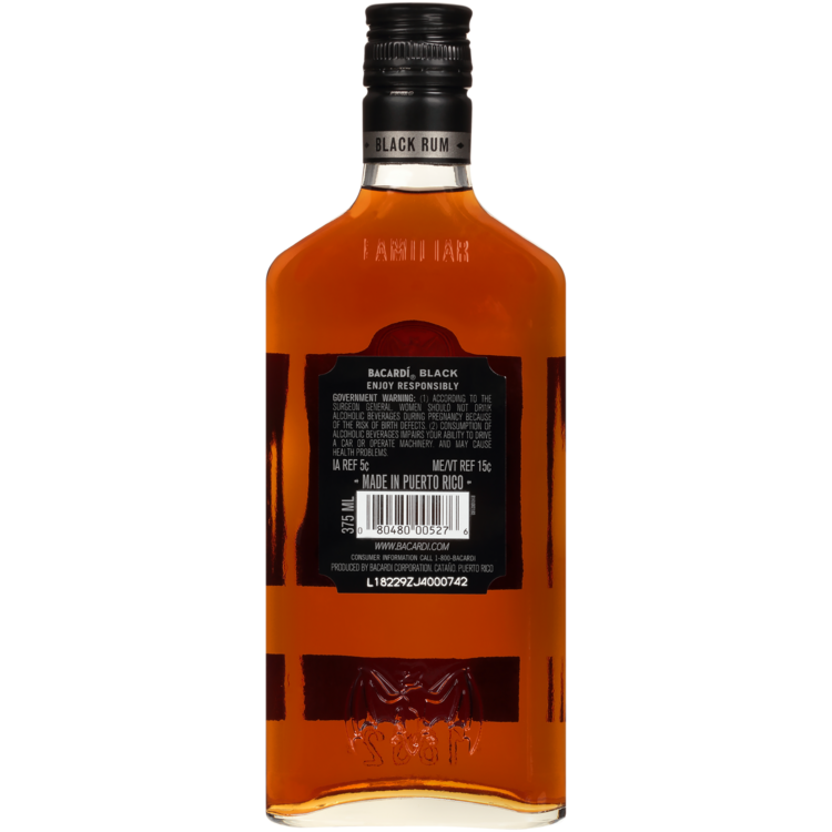 Bacardi Black Rum 80 - 375ML - Back
