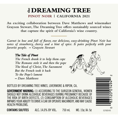 The Dreaming Tree Pinot Noir California - 750ML - Back
