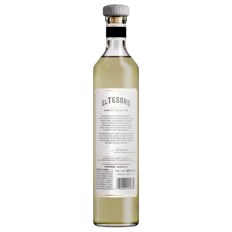 El Tesoro Tequila Anejo Mundial Collection Aged In Knob Creek El Tesor - 750ML - Back