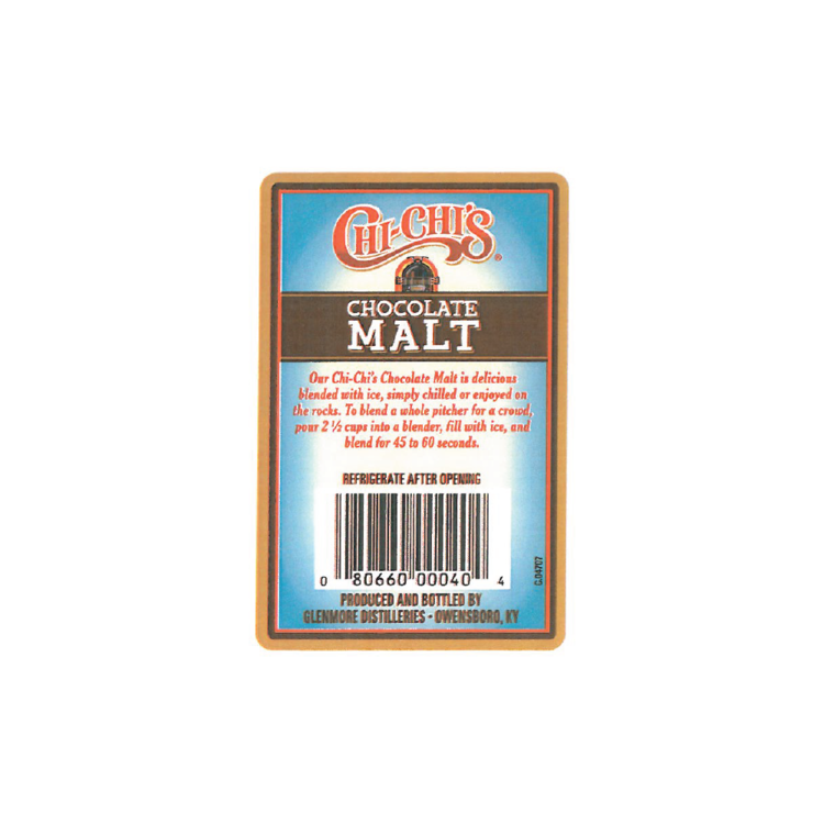 Chi Chi's Chocolate Malt Cocktail 25 - 1.75L - Back Label