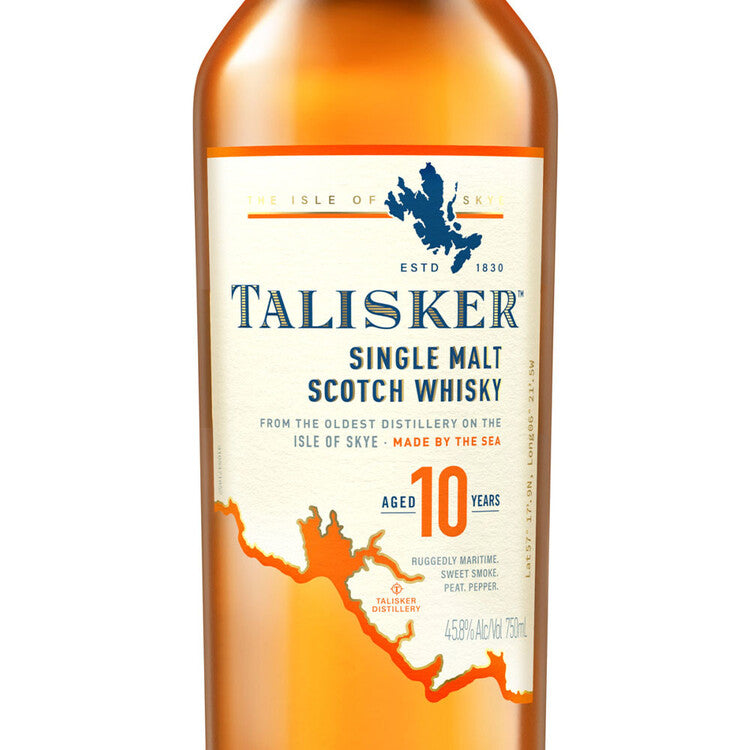 Talisker Single Malt Scotch 10 Yr 91.6 - 750ML - Front Label