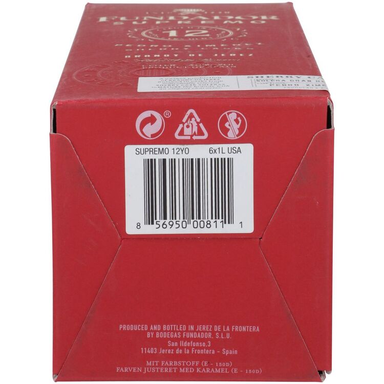 Fundador Brandy De Jerez Supremo Pedro Ximenez Sherry Casks Solera Gra - 1.0L - Back