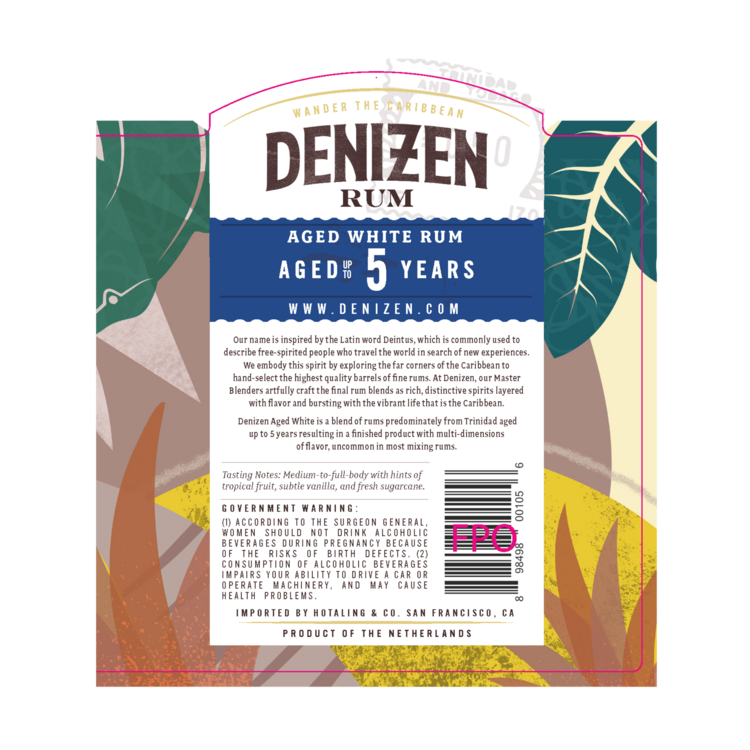 Denizen Small Batch Aged White Rum 3 Yr 80 - 750ML - Back Label