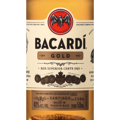 Bacardi Gold Rum 80 - 50ML - Front Label