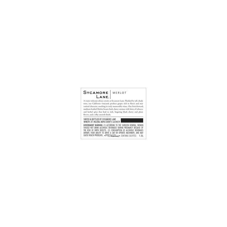 Sycamore Lane Merlot California - 1.5L - Back Label