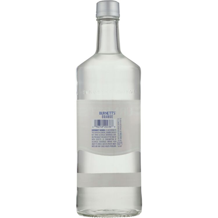 Burnett's Orange Flavored Vodka 60 - 750ML - Back