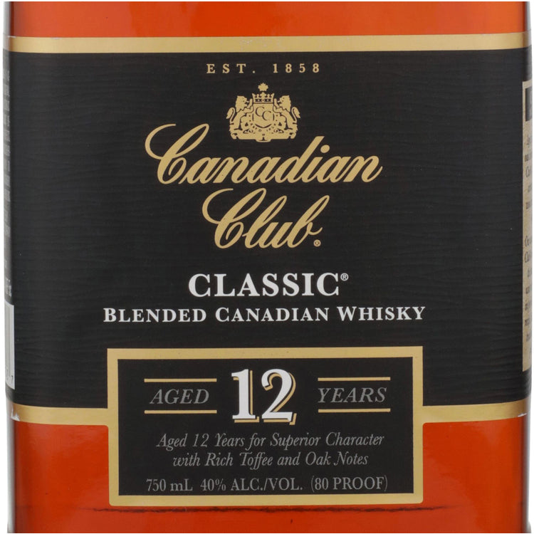 Canadian Club Canadian Whisky Classic 12 Yr 80 - 750ML - Front Label