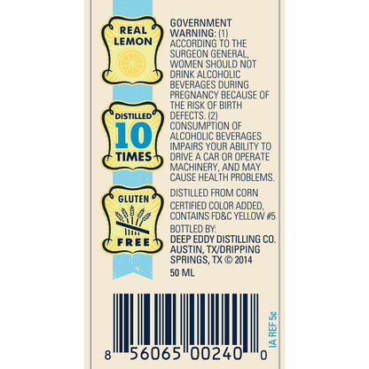 Deep Eddy Lemon Flavored Vodka 70 - 50ML - Back Label