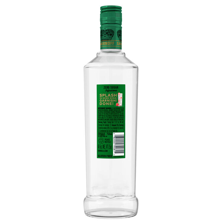 Smirnoff Strawberry & Rose Flavored Vodka Zero Sugar Infusions 60 - 750ML - Back