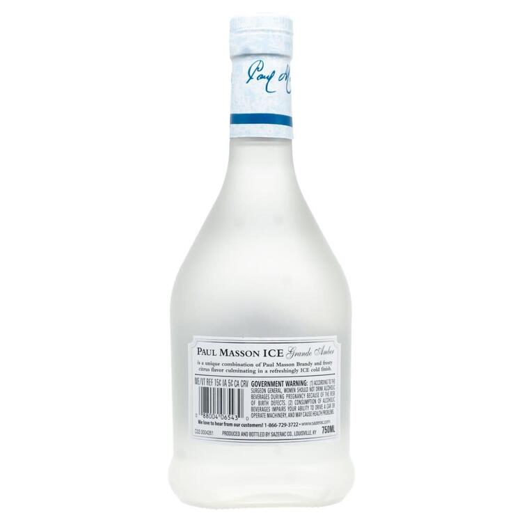 Paul Masson Citrus Flavored Grape Brandy Grande Amber Ice 59 - 750ML - Back