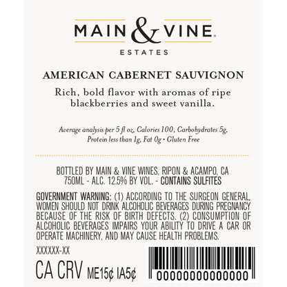 Beringer Main & Vine Cabernet Sauvignon California - 750ML - Back