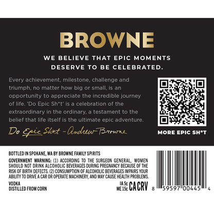 Do Epic Sh*T. Vodka 80 - 750ML - Back Label