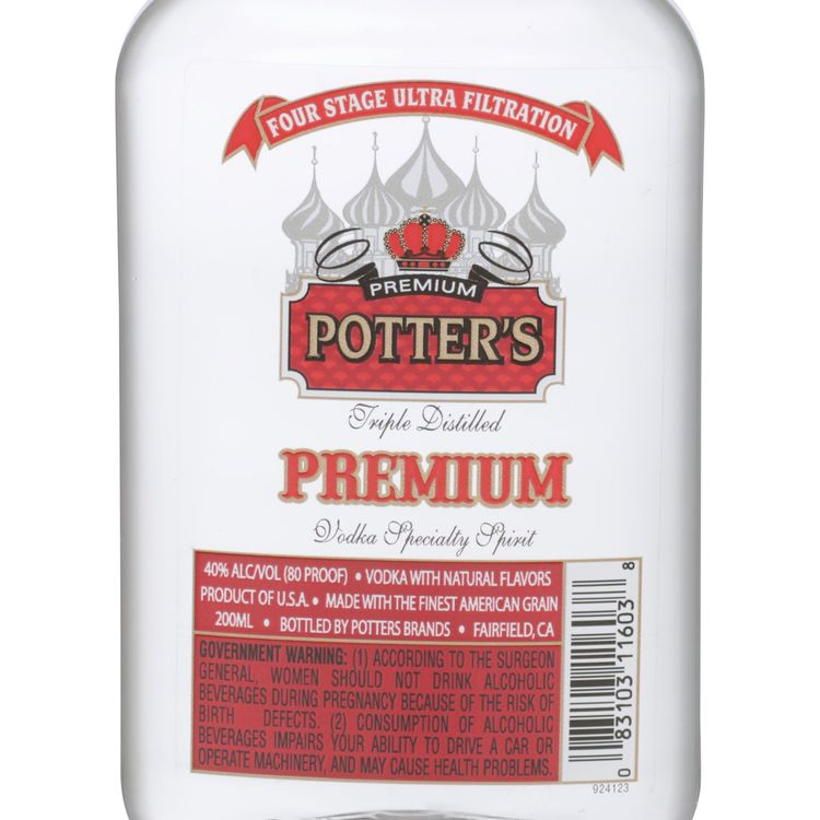 Potter's Vodka 80 - 200ML - Front Label