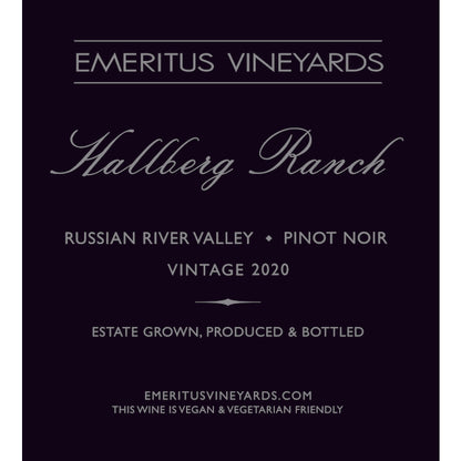 Emeritus Pinot Noir Hallberg Ranch Russian River Valley 2021 - 750ML