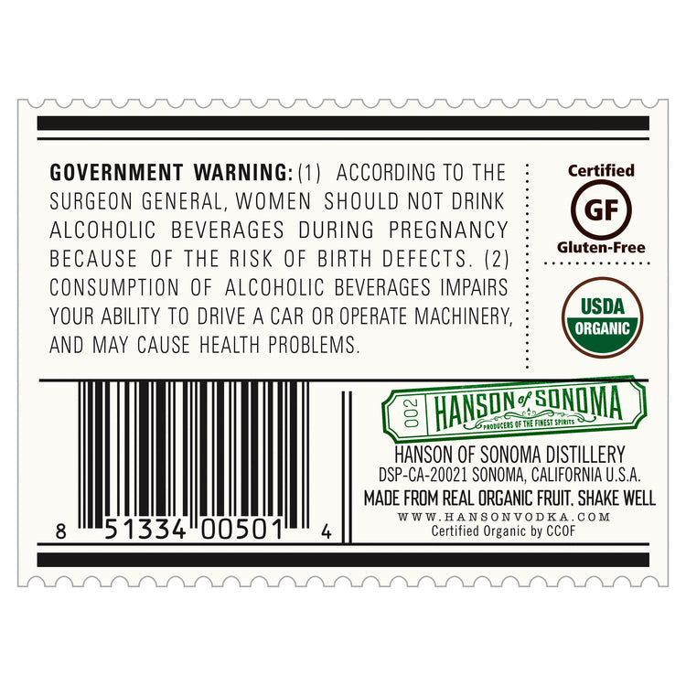 Hanson Of Sonoma Cucumber Flavored Vodka Small Batch 80 - 750ML