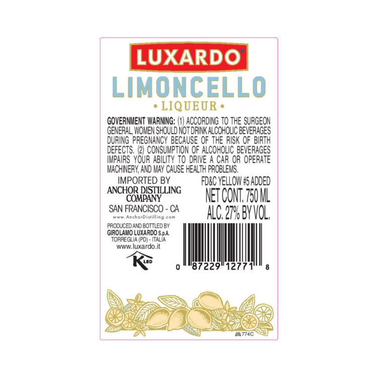 Luxardo Limoncello 54 - 750ML - Back Label