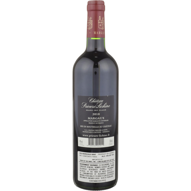 Chateau Prieure Lichine Margaux 2010 Wood Box - 750ML - Back