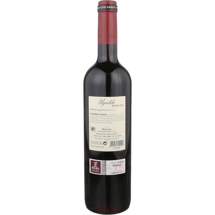 Bodegas Ugalde Rioja Reserva 2017 - 750ML - Back