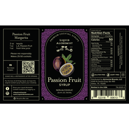 Liquid Alchemist Passion Syrup - 750ML - Front Label
