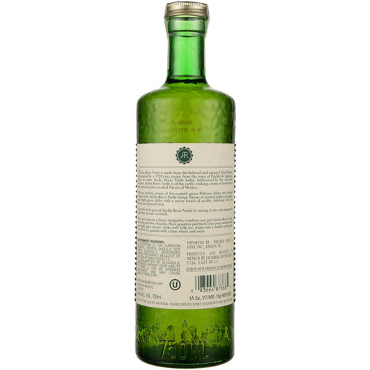 Ancho Reyes Licor De Chile Poblano Verde 80 - 750ML - Back