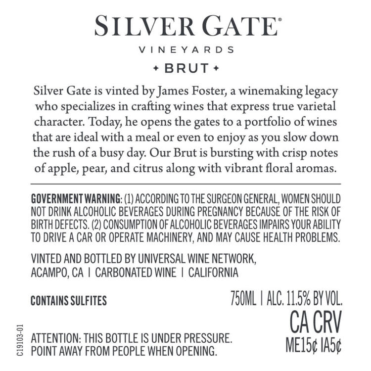 Silver Gate Vineyards Brut Spain - 750ML - Back