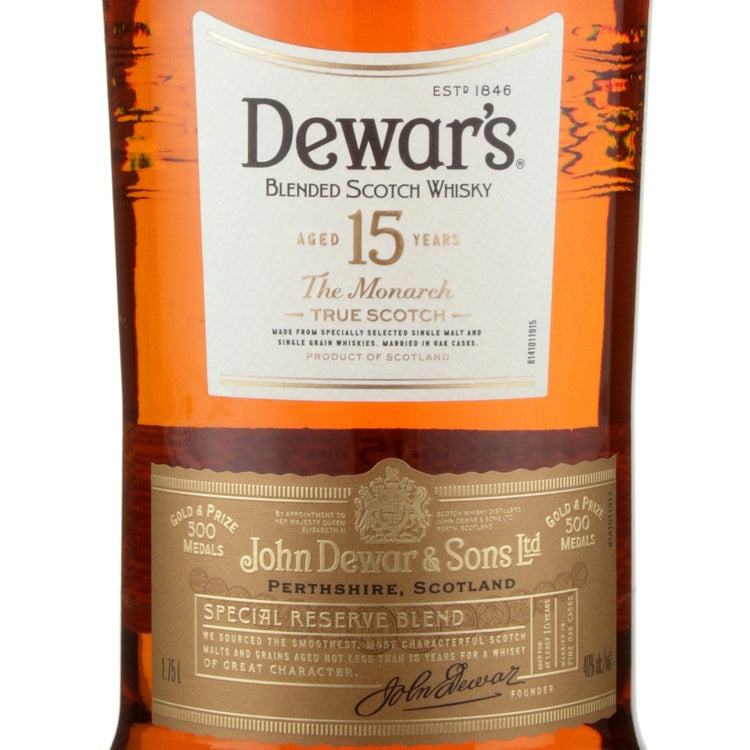 Dewar's Blended Scotch Special Reserve Blend 15 Yr 80 - 1.75L - Front Label