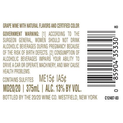 Md 20/20 Blue Raspberry Flavored Wine - 375ML - Back Label