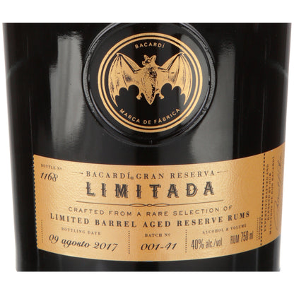Bacardi Aged Rum Limitada Gran Reserva 80 - 750ML - Front Label