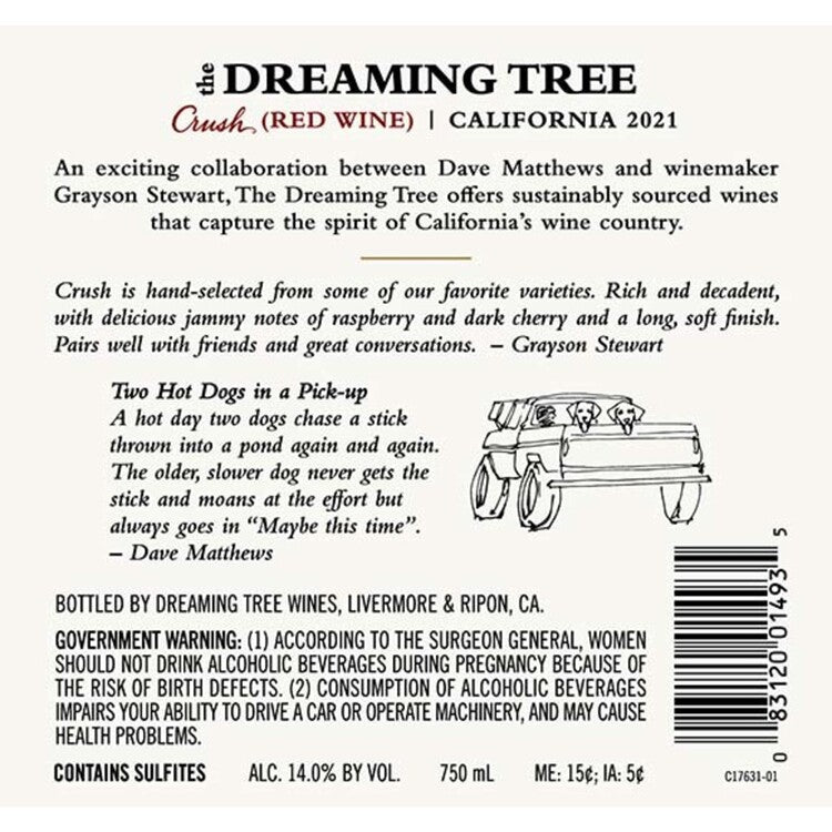 The Dreaming Tree Red Wine Crush California - 750ML - Back