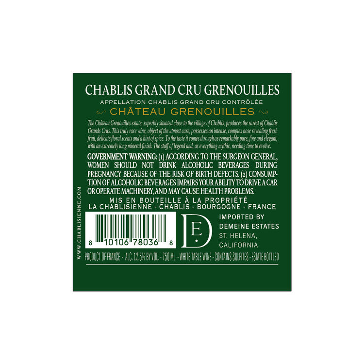 La Chablisienne Chablis Grenouilles Grand Cru 2017 - 750ML