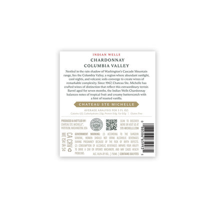 Chateau Ste. Michelle Chardonnay Indian Wells Vintage Select Columbia - 750ML - Back Label