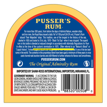 Pusser's Navy Rum British Navy 84 - 750ML - Back Label