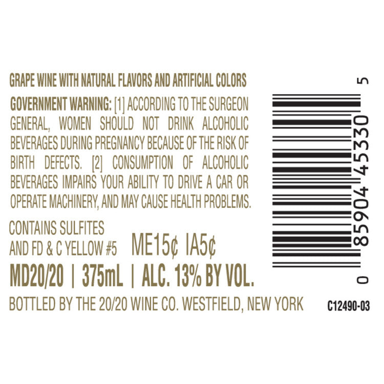 Md 20/20 Orange Jubilee Flavored Wine - 375ML - Back Label