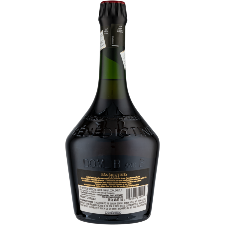 Benedictine Brandy Liqueur Dom 80 - 750ML - Back
