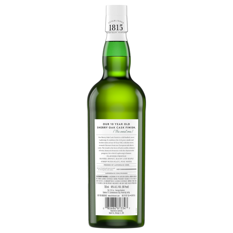 Laphroaig Single Malt Scotch Sherry Oak Finished 10 Yr 96 - 750ML - Back