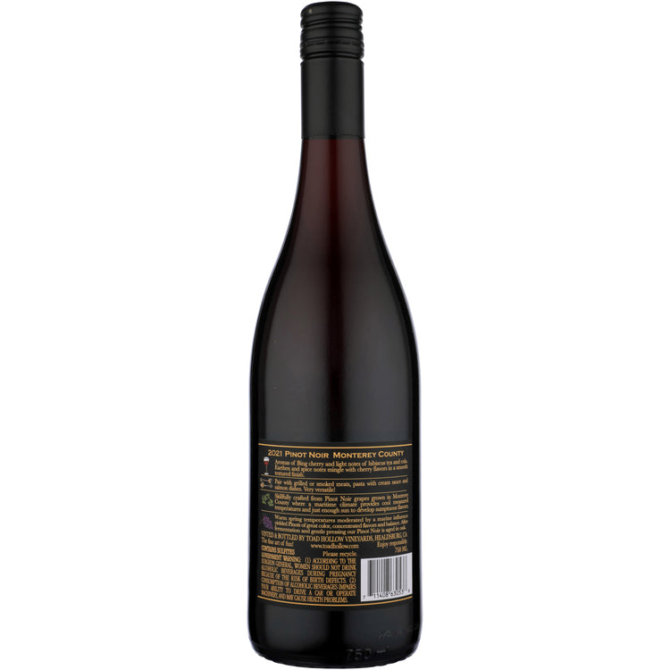 Toad Hollow Pinot Noir Monterey County 2023 - 750ML - Back