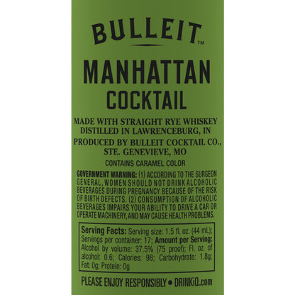 Bulleit Manhattan 75 - 750ML - Back Label