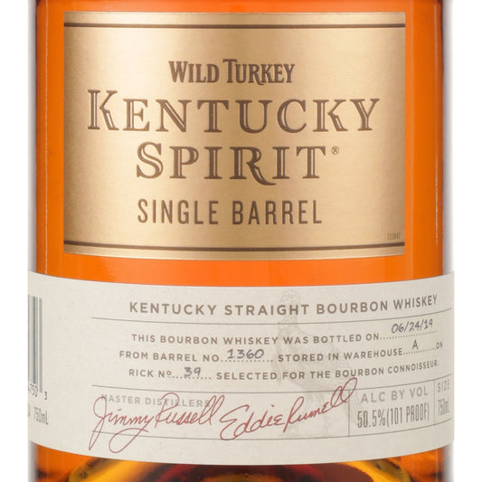 Wild Turkey Straight Bourbon Kentucky Spirit Single Barrel 101 - 750ML - Front Label