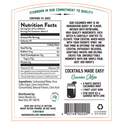 Owen'S Craft Mixers Cucumber Mint - 750ML
