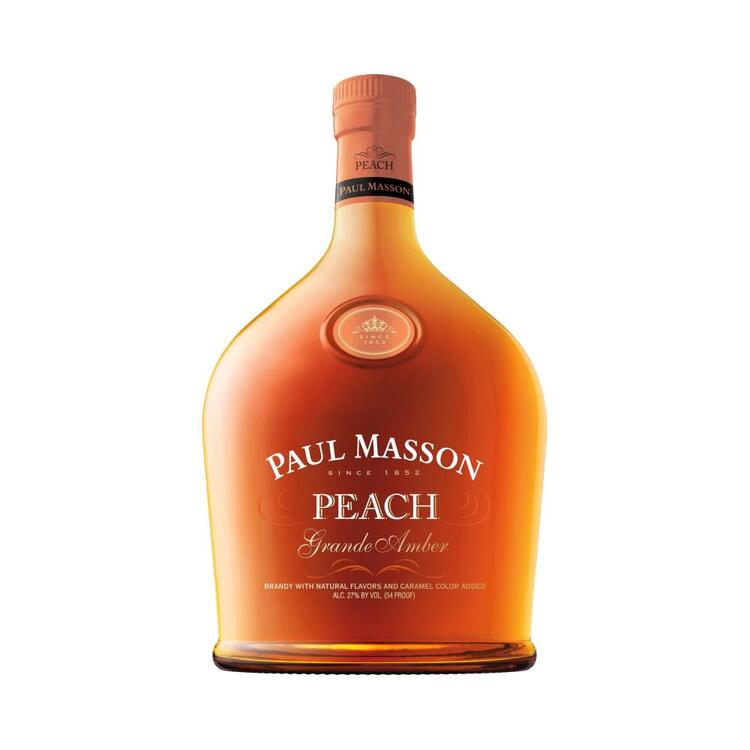 Paul Masson Peach Flavored Brandy Grande Amber 54 - 750ML - Front
