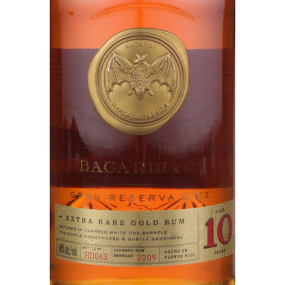 Bacardi Aged Rum Extra Rare Gold Gran Reserva Diez 10 Yr 80 - 750ML