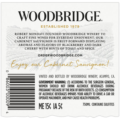 Woodbridge Cabernet Sauvignon California - 750ML - Back Label